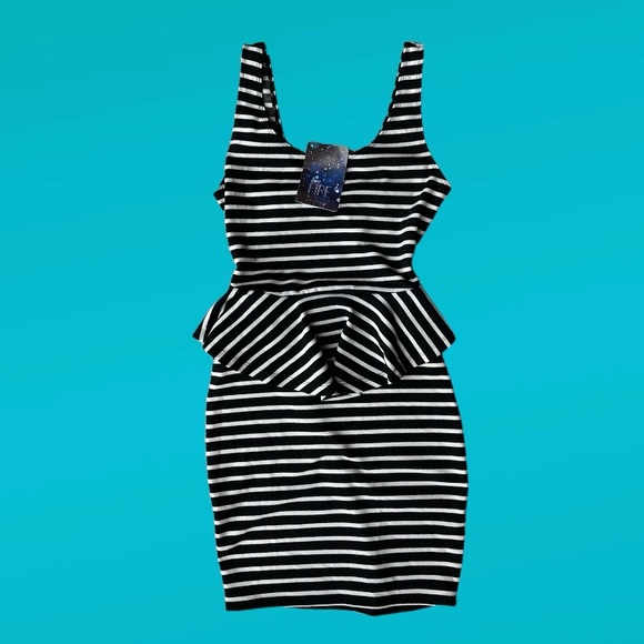 love, Fire Dresses & Skirts - Love Fire Striped Peplum Bodycon Dress Size Medium